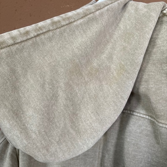 Urban Outfitters Acid Wash Cropped Zip Up Hoodie Tan Khaki Utility Jacket Small - Picture 8 of 12